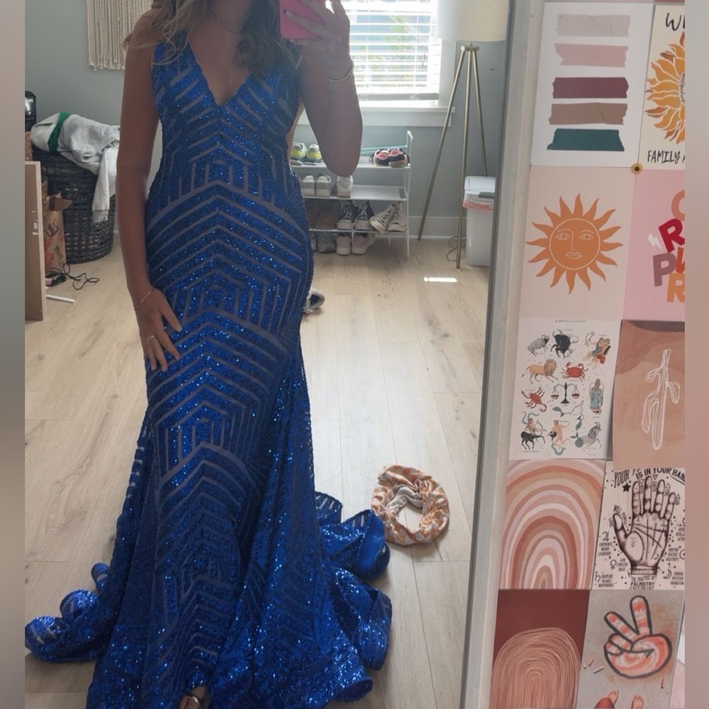 Elegant Blue Sequin PROM Dress Jovanni